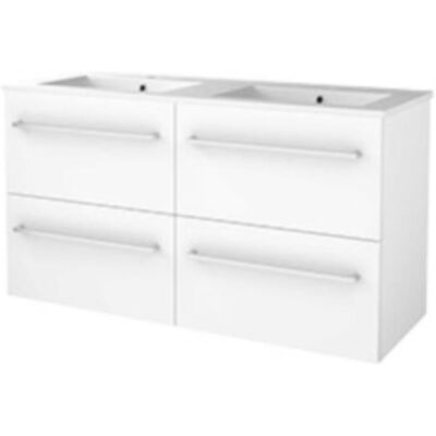 Basic Line Basic-Line Start 46 Badkamermeubelset - 120 x 46 cm - Met Grepen - 4 Lades - Keramische Wastafel - 2 Kraangaten - Ice White Basic Line Basic-Line Start 46 Badkamermeubelset - 120 x 46 cm - Met Grepen - 4 Lades - Keramische Wastafel - 2 Kraangaten - Ice White
