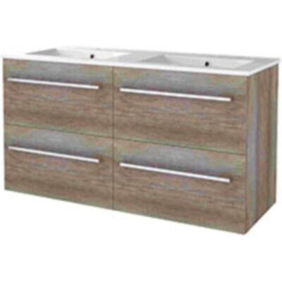 Basic Line Basic-Line Start 46 Badkamermeubelset - 120 x 46 cm - Met Grepen - 4 Lades - Keramische Wastafel - 2 Kraangaten - Scotch Oak Basic Line Basic-Line Start 46 Badkamermeubelset - 120 x 46 cm - Met Grepen - 4 Lades - Keramische Wastafel - 2 Kraangaten - Scotch Oak