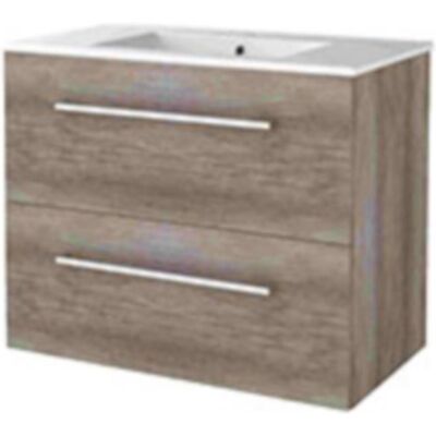 Basic Line Basic-Line Start 46 Badkamermeubelset - 80 x 46 cm - Met Grepen - 2 Lades - Keramische Wastafel - 1 Kraangat - Scotch Oak Basic Line Basic-Line Start 46 Badkamermeubelset - 80 x 46 cm - Met Grepen - 2 Lades - Keramische Wastafel - 1 Kraangat - Scotch Oak