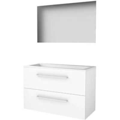 Basic Line Basic-Line Ultimate 46 Badkamermeubelset - 100 x 46 cm - Met Grepen - 2 Lades - Acryl Wastafel - Zonder Kraangat - Spiegel met Indirecte LED Verlichting - Ice White Basic Line Basic-Line Ultimate 46 Badkamermeubelset - 100 x 46 cm - Met Grepen - 2 Lades - Acryl Wastafel - Zonder Kraangat - Spiegel met Indirecte LED Verlichting - Ice White