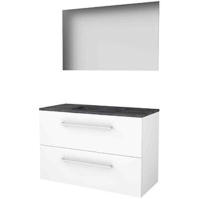 Basic Line Basic-Line Ultimate 46 Badkamermeubelset - 100 x 46 cm - Met Grepen - 2 Lades - Hardstenen Wastafel - 1 Kraangat - Spiegel met Indirecte LED Verlichting - Ice White Basic Line Basic-Line Ultimate 46 Badkamermeubelset - 100 x 46 cm - Met Grepen - 2 Lades - Hardstenen Wastafel - 1 Kraangat - Spiegel met Indirecte LED Verlichting - Ice White