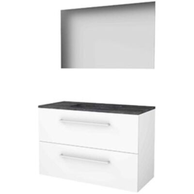 Basic Line Basic-Line Ultimate 46 Badkamermeubelset - 100 x 46 cm - Met Grepen - 2 Lades - Hardstenen Wastafel - Zonder Kraangat - Spiegel met Indirecte LED Verlichting - Ice White Basic Line Basic-Line Ultimate 46 Badkamermeubelset - 100 x 46 cm - Met Grepen - 2 Lades - Hardstenen Wastafel - Zonder Kraangat - Spiegel met Indirecte LED Verlichting - Ice White