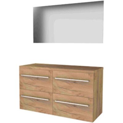 Basic Line Basic-Line Ultimate 46 Badkamermeubelset - 120 x 46 cm - Met Grepen - 4 Lades - Wastafelblad - Spiegel met Indirecte LED Verlichting - Whisky Oak Basic Line Basic-Line Ultimate 46 Badkamermeubelset - 120 x 46 cm - Met Grepen - 4 Lades - Wastafelblad - Spiegel met Indirecte LED Verlichting - Whisky Oak