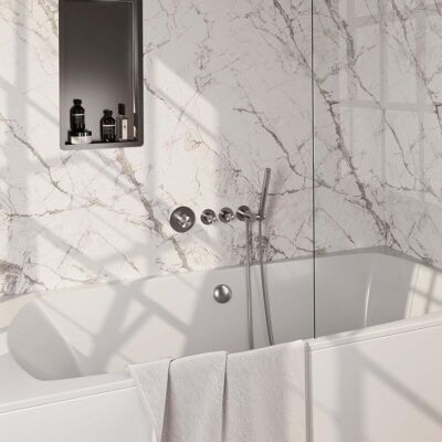 Brauer Brushed Carving Thermostatische Inbouw Badkraan Badvulcombinatie - Staaf - Doucheslang - Wandaansluitbocht - Handdouche - Rvs Geborsteld Pvd Brauer Brushed Carving Thermostatische Inbouw Badkraan Badvulcombinatie - Staaf - Doucheslang - Wandaansluitbocht - Handdouche - Rvs Geborsteld Pvd