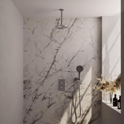 Brauer Brushed Carving Thermostatische Regendoucheset Inbouw - Hoofddouche 20 cm - 3 Weg - Handdouche 3 Standen - Doucheslang - Wandaansluitbocht - Rvs Brauer Brushed Carving Thermostatische Regendoucheset Inbouw - Hoofddouche 20 cm - 3 Weg - Handdouche 3 Standen - Doucheslang - Wandaansluitbocht - Rvs