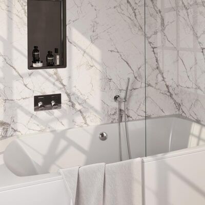 Brauer Chrome Carving Thermostatische Inbouw Badkraan Drukknoppen - Badvulcombinatie - Staaf - Doucheslang - Wandaansluitbocht - Handdouche - Chroom Brauer Chrome Carving Thermostatische Inbouw Badkraan Drukknoppen - Badvulcombinatie - Staaf - Doucheslang - Wandaansluitbocht - Handdouche - Chroom