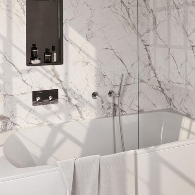 Brauer Chrome Carving Thermostatische Inbouw Badkraan Drukknoppen - Uitloop - Staaf - Doucheslang - Wandaansluitbocht - Handdouche - Chroom Brauer Chrome Carving Thermostatische Inbouw Badkraan Drukknoppen - Uitloop - Staaf - Doucheslang - Wandaansluitbocht - Handdouche - Chroom