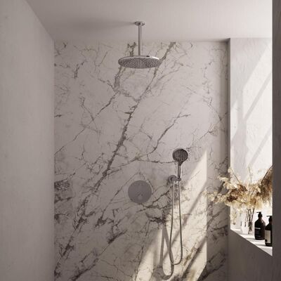 Brauer Chrome Carving Thermostatische Regendoucheset Inbouw - Hoofddouche 30 cm - 3 Weg - Handdouche Rond 3 Standen - Doucheslang - Wandaansluitbocht - Chroom Brauer Chrome Carving Thermostatische Regendoucheset Inbouw - Hoofddouche 30 cm - 3 Weg - Handdouche Rond 3 Standen - Doucheslang - Wandaansluitbocht - Chroom