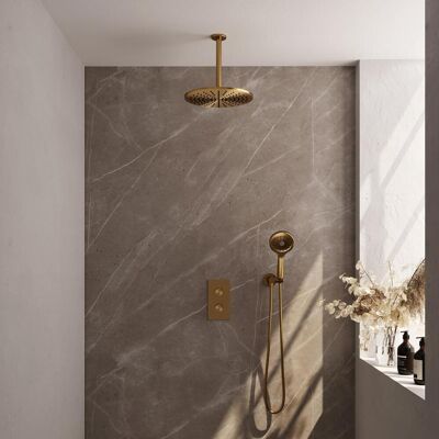 Brauer Gold Edition Thermostatische Regendoucheset Inbouw - Hoofddouche 30 cm - 3 Weg - Handdouche 3 Standen - Doucheslang - Wandaansluitbocht - Geborsteld Goud Brauer Gold Edition Thermostatische Regendoucheset Inbouw - Hoofddouche 30 cm - 3 Weg - Handdouche 3 Standen - Doucheslang - Wandaansluitbocht - Geborsteld Goud