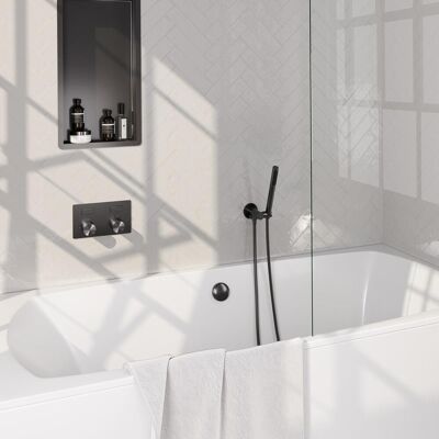 Brauer Gunmetal Carving Thermostatische Inbouw Badkraan Drukknoppen - Badvulcombinatie - Staaf - Doucheslang - Wandaansluitbocht - Handdouche - Gunmetal Geborsteld Pvd Brauer Gunmetal Carving Thermostatische Inbouw Badkraan Drukknoppen - Badvulcombinatie - Staaf - Doucheslang - Wandaansluitbocht - Handdouche - Gunmetal Geborsteld Pvd