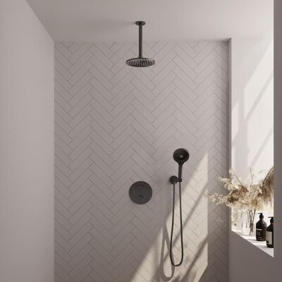 Brauer Gunmetal Carving Thermostatische Regendoucheset Inbouw - Hoofddouche 20 cm - 3 Weg - Handdouche Rond 3 Standen - Doucheslang - Wandaansluitbocht - Gunmetal Brauer Gunmetal Carving Thermostatische Regendoucheset Inbouw - Hoofddouche 20 cm - 3 Weg - Handdouche Rond 3 Standen - Doucheslang - Wandaansluitbocht - Gunmetal
