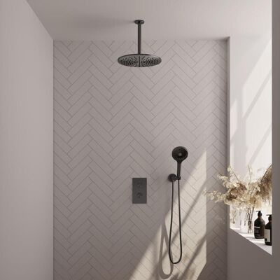 Brauer Gunmetal Carving Thermostatische Regendoucheset Inbouw - Hoofddouche 30 cm - 3 Weg - Handdouche 3 Standen - Doucheslang - Wandaansluitbocht - Gunmetal Brauer Gunmetal Carving Thermostatische Regendoucheset Inbouw - Hoofddouche 30 cm - 3 Weg - Handdouche 3 Standen - Doucheslang - Wandaansluitbocht - Gunmetal