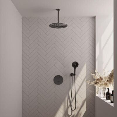 Brauer Gunmetal Carving Thermostatische Regendoucheset Inbouw - Hoofddouche 30 cm - 3 Weg - Handdouche Rond 3 Standen - Doucheslang - Wandaansluitbocht - Gunmetal Brauer Gunmetal Carving Thermostatische Regendoucheset Inbouw - Hoofddouche 30 cm - 3 Weg - Handdouche Rond 3 Standen - Doucheslang - Wandaansluitbocht - Gunmetal