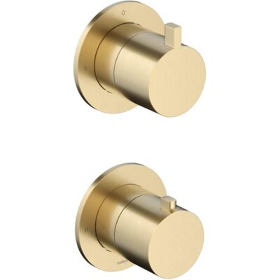 Hotbath Ace - Afbouwdeel voor Inbouw Thermostaat - 2-Weg Stop-Omstel - Geborsteld Messing Pvd - V01 Hotbath Ace - Afbouwdeel voor Inbouw Thermostaat - 2-Weg Stop-Omstel - Geborsteld Messing Pvd - V01