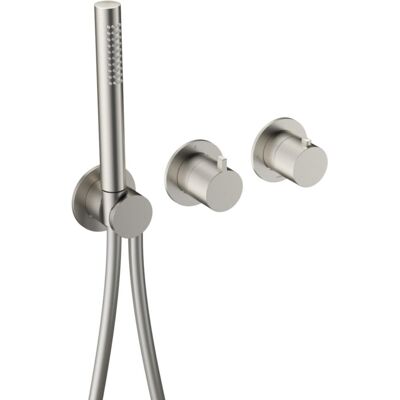 Hotbath Ace - Afbouwdeel voor Inbouw Thermostaat - 2-Weg Stop-Omstel - met Handdouche - met Doucheslang - Geborsteld Nikkel Hotbath Ace - Afbouwdeel voor Inbouw Thermostaat - 2-Weg Stop-Omstel - met Handdouche - met Doucheslang - Geborsteld Nikkel