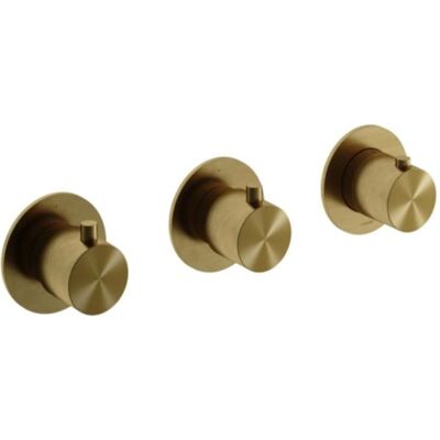 Hotbath Archie - Afbouwdeel - Archie Douche Thermostaat met 2 Stopkranen Horizontaal/verticaal Bbp Pvd - Geborsteld Messing Pvd Hotbath Archie - Afbouwdeel - Archie Douche Thermostaat met 2 Stopkranen Horizontaal/verticaal Bbp Pvd - Geborsteld Messing Pvd