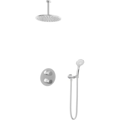 Hotbath Buddy - Inbouw Regendoucheset - Thermostatisch - Plafondbuis 15 cm - Hoofddouche 300 mm - Ronde Handdouche 3 Standen - met 2-Weg Stop-Omstel - Waterbesparend - V01 Hotbath Buddy - Inbouw Regendoucheset - Thermostatisch - Plafondbuis 15 cm - Hoofddouche 300 mm - Ronde Handdouche 3 Standen - met 2-Weg Stop-Omstel - Waterbesparend - V01