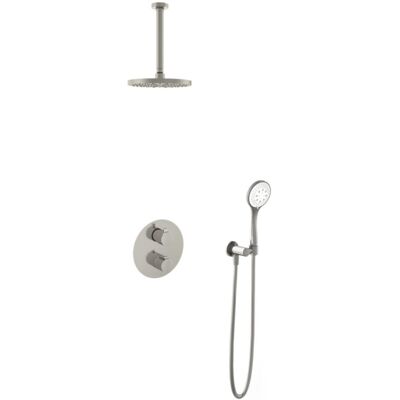 Hotbath Buddy - Inbouw Regendoucheset - Thermostatisch - Plafondbuis 30 cm - Hoofddouche 200 mm - Ronde Handdouche 3 Standen - met 2-Weg Stop-Omstel - Waterbesparend - V02 Hotbath Buddy - Inbouw Regendoucheset - Thermostatisch - Plafondbuis 30 cm - Hoofddouche 200 mm - Ronde Handdouche 3 Standen - met 2-Weg Stop-Omstel - Waterbesparend - V02