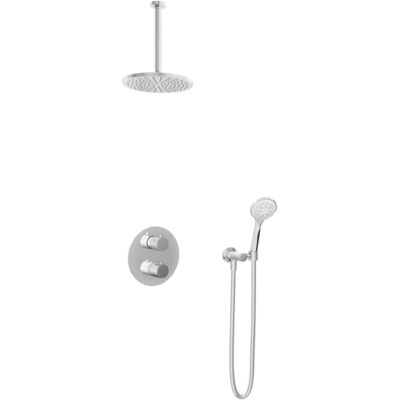 Hotbath Buddy - Inbouw Regendoucheset - Thermostatisch - Plafondbuis 30 cm - Hoofddouche 250 mm - Ronde Handdouche 3 Standen - met 2-Weg Stop-Omstel - Waterbesparend - V01 Hotbath Buddy - Inbouw Regendoucheset - Thermostatisch - Plafondbuis 30 cm - Hoofddouche 250 mm - Ronde Handdouche 3 Standen - met 2-Weg Stop-Omstel - Waterbesparend - V01