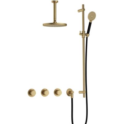 Hotbath Cobber - CB7067 - Inbouw Regendoucheset - Geborsteld Messing - 2 Stopkranen - Thermostatisch - Plafondbuis 15 cm - Hoofddouche 200 mm - Ronde Handdouche 3 Standen - Glijstang 900 mm - Waterbesparend Hotbath Cobber - CB7067 - Inbouw Regendoucheset - Geborsteld Messing - 2 Stopkranen - Thermostatisch - Plafondbuis 15 cm - Hoofddouche 200 mm - Ronde Handdouche 3 Standen - Glijstang 900 mm - Waterbesparend