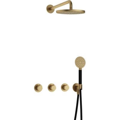 Hotbath Cobber - CB7067 - Inbouw Regendoucheset - Geborsteld Messing - 2 Stopkranen - Thermostatisch - Wandarm 40 cm - Hoofddouche 200 mm - Ronde Handdouche 3 Standen - Waterbesparend Hotbath Cobber - CB7067 - Inbouw Regendoucheset - Geborsteld Messing - 2 Stopkranen - Thermostatisch - Wandarm 40 cm - Hoofddouche 200 mm - Ronde Handdouche 3 Standen - Waterbesparend