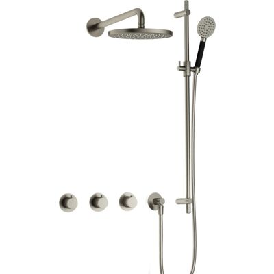 Hotbath Cobber - CB7067 - Inbouw Regendoucheset - Geborsteld Nikkel - 2 Stopkranen - Thermostatisch - Wandarm 40 cm - Hoofddouche 200 mm - Ronde Handdouche 3 Standen - Glijstang 900 mm - Waterbesparend Hotbath Cobber - CB7067 - Inbouw Regendoucheset - Geborsteld Nikkel - 2 Stopkranen - Thermostatisch - Wandarm 40 cm - Hoofddouche 200 mm - Ronde Handdouche 3 Standen - Glijstang 900 mm - Waterbesparend