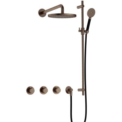 Hotbath Cobber - CB7067 - Inbouw Regendoucheset - Verouderd Messing - 2 Stopkranen - Thermostatisch - Wandarm 40 cm - Hoofddouche 200 mm - Ronde Handdouche 3 Standen - Glijstang 900 mm - Waterbesparend Hotbath Cobber - CB7067 - Inbouw Regendoucheset - Verouderd Messing - 2 Stopkranen - Thermostatisch - Wandarm 40 cm - Hoofddouche 200 mm - Ronde Handdouche 3 Standen - Glijstang 900 mm - Waterbesparend