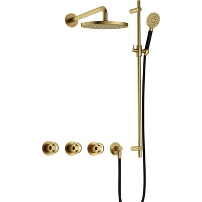 Hotbath Cobber - CW7067 - Inbouw Regendoucheset - Geborsteld Messing PVD - 2 Stopkranen - Thermostatisch - Wandarm 40 cm - Hoofddouche 200 mm - Ronde Handdouche 3 Standen - Glijstang 900 mm - Waterbesparend Hotbath Cobber - CW7067 - Inbouw Regendoucheset - Geborsteld Messing PVD - 2 Stopkranen - Thermostatisch - Wandarm 40 cm - Hoofddouche 200 mm - Ronde Handdouche 3 Standen - Glijstang 900 mm - Waterbesparend