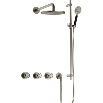 Hotbath Cobber - CW7067 - Inbouw Regendoucheset - Geborsteld Nikkel - 2 Stopkranen - Thermostatisch - Wandarm 40 cm - Hoofddouche 200 mm - Ronde Handdouche 3 Standen - Glijstang 900 mm - Waterbesparend Hotbath Cobber - CW7067 - Inbouw Regendoucheset - Geborsteld Nikkel - 2 Stopkranen - Thermostatisch - Wandarm 40 cm - Hoofddouche 200 mm - Ronde Handdouche 3 Standen - Glijstang 900 mm - Waterbesparend