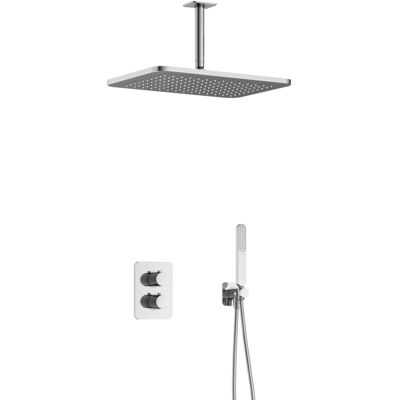 Hotbath Gal - GL106 - Inbouw Regendoucheset - Chroom - Thermostatisch - Plafondbuis 15 cm - Hoofddouche 270x400 mm - Staafhanddouche - met GL106 - met 2-Weg Stop-Omstel Hotbath Gal - GL106 - Inbouw Regendoucheset - Chroom - Thermostatisch - Plafondbuis 15 cm - Hoofddouche 270x400 mm - Staafhanddouche - met GL106 - met 2-Weg Stop-Omstel