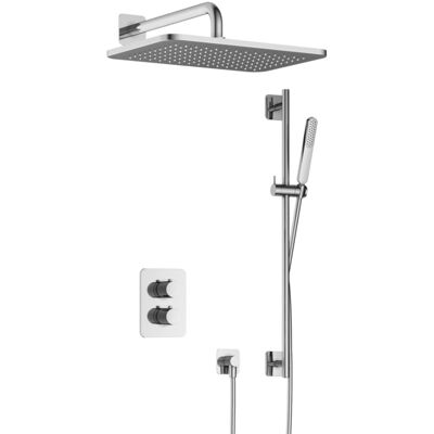 Hotbath Gal - GL106 - Inbouw Regendoucheset - Chroom - Thermostatisch - Wandarm 35 cm - Hoofddouche 270x400 mm - Staafhanddouche - Glijstang 900 mm - met GL106 - met 2-Weg Stop-Omstel Hotbath Gal - GL106 - Inbouw Regendoucheset - Chroom - Thermostatisch - Wandarm 35 cm - Hoofddouche 270x400 mm - Staafhanddouche - Glijstang 900 mm - met GL106 - met 2-Weg Stop-Omstel