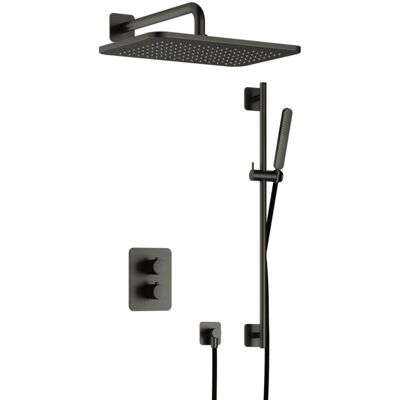 Hotbath Gal - GL106 - Inbouw Regendoucheset - Geborsteld Gunmetal PVD - Thermostatisch - Wandarm 35 cm - Hoofddouche 270x400 mm - Staafhanddouche - Glijstang 900 mm - met GL106 - met 2-Weg Stop-Omstel Hotbath Gal - GL106 - Inbouw Regendoucheset - Geborsteld Gunmetal PVD - Thermostatisch - Wandarm 35 cm - Hoofddouche 270x400 mm - Staafhanddouche - Glijstang 900 mm - met GL106 - met 2-Weg Stop-Omstel