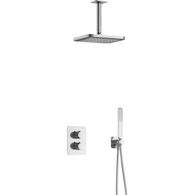 Hotbath Gal - Inbouw Regendoucheset - Chroom - Thermostatisch - Plafondbuis 15 cm - Hoofddouche 220 mm - Staafhanddouche - met 2-Weg Stop-Omstel Hotbath Gal - Inbouw Regendoucheset - Chroom - Thermostatisch - Plafondbuis 15 cm - Hoofddouche 220 mm - Staafhanddouche - met 2-Weg Stop-Omstel