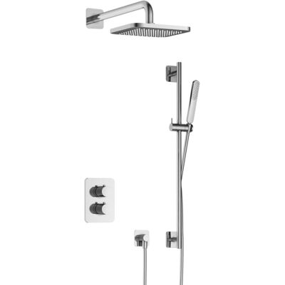 Hotbath Gal - Inbouw Regendoucheset - Chroom - Thermostatisch - Wandarm 35 cm - Hoofddouche 220 mm - Staafhanddouche - Glijstang 900 mm - met 2-Weg Stop-Omstel Hotbath Gal - Inbouw Regendoucheset - Chroom - Thermostatisch - Wandarm 35 cm - Hoofddouche 220 mm - Staafhanddouche - Glijstang 900 mm - met 2-Weg Stop-Omstel