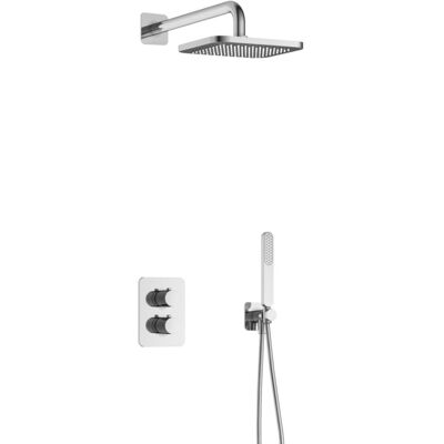 Hotbath Gal - Inbouw Regendoucheset - Chroom - Thermostatisch - Wandarm 35 cm - Hoofddouche 220 mm - Staafhanddouche - met 2-Weg Stop-Omstel Hotbath Gal - Inbouw Regendoucheset - Chroom - Thermostatisch - Wandarm 35 cm - Hoofddouche 220 mm - Staafhanddouche - met 2-Weg Stop-Omstel