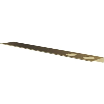 Hotbath &More Shelves - Planchet 80 Cm - Inclusief Bevestigingsrails - Met 2 Uitsparingen - Voor Zeepdispenser of Beker - Geborsteld Messing PVD Hotbath &More Shelves - Planchet 80 Cm - Inclusief Bevestigingsrails - Met 2 Uitsparingen - Voor Zeepdispenser of Beker - Geborsteld Messing PVD