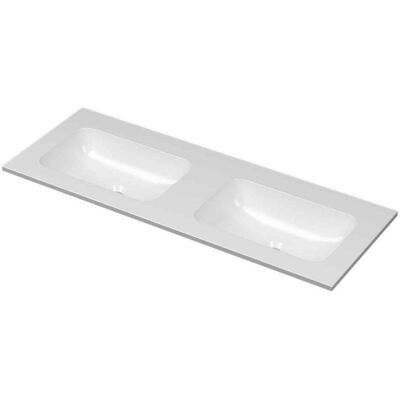 INK Aspekt Wastafel Porselein Dubbel Zonder Kraangaten - 1200x450x15 mm - Glans Wit INK Aspekt Wastafel Porselein Dubbel Zonder Kraangaten - 1200x450x15 mm - Glans Wit