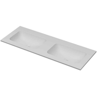 INK Aspekt Wastafel Porselein Dubbel Zonder Kraangaten - 1200x450x15 mm - Mat Wit INK Aspekt Wastafel Porselein Dubbel Zonder Kraangaten - 1200x450x15 mm - Mat Wit
