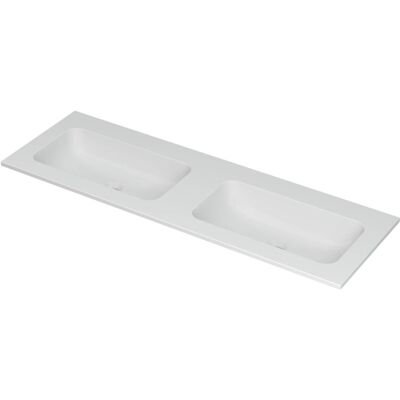INK Aspekt Wastafel Porselein Dubbel Zonder Kraangaten - 1400x450x15 mm - Mat Wit INK Aspekt Wastafel Porselein Dubbel Zonder Kraangaten - 1400x450x15 mm - Mat Wit