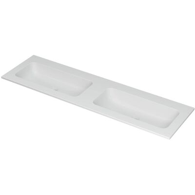 INK Aspekt Wastafel Porselein Dubbel Zonder Kraangaten - 1600x450x15 mm - Mat Wit INK Aspekt Wastafel Porselein Dubbel Zonder Kraangaten - 1600x450x15 mm - Mat Wit