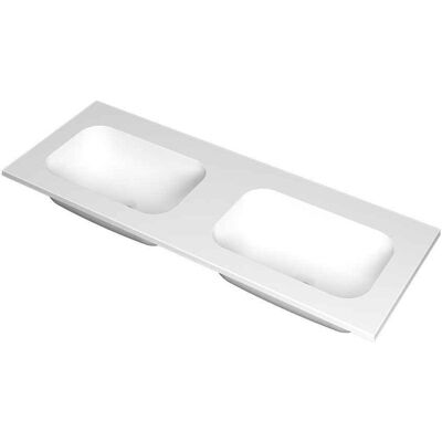 INK Faktor Wastafel Polystone Dubbel Zonder Kraangaten - 1200x450x15 mm - Mat Wit INK Faktor Wastafel Polystone Dubbel Zonder Kraangaten - 1200x450x15 mm - Mat Wit