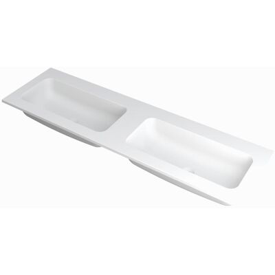 INK Faktor Wastafel Polystone Dubbel Zonder Kraangaten - 1600x450x15 mm - Mat Wit INK Faktor Wastafel Polystone Dubbel Zonder Kraangaten - 1600x450x15 mm - Mat Wit