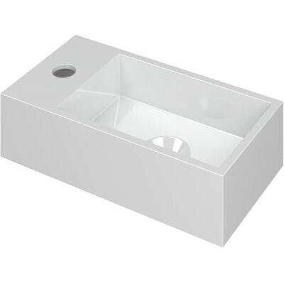 INK - Fontein Polystone Links met Kraangat - 360x180x90 mm - Glans Wit INK - Fontein Polystone Links met Kraangat - 360x180x90 mm - Glans Wit