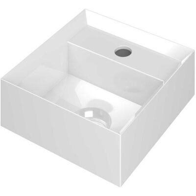 INK - Fontein Polystone Vierkant met Kraangat inclusief Plug - 270x270x90 mm - Glans Wit INK - Fontein Polystone Vierkant met Kraangat inclusief Plug - 270x270x90 mm - Glans Wit