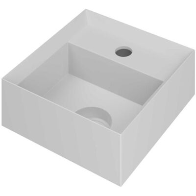 INK - Fontein Polystone Vierkant met Kraangat inclusief Plug - 270x270x90 mm - Mat Wit INK - Fontein Polystone Vierkant met Kraangat inclusief Plug - 270x270x90 mm - Mat Wit