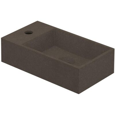 INK - Fontein Polystone Vierkant met Kraangat Links - 400x220x100 mm - Quartz Beton INK - Fontein Polystone Vierkant met Kraangat Links - 400x220x100 mm - Quartz Beton