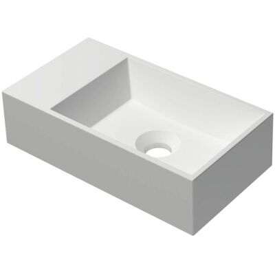 INK - Fontein Polystone Vierkant Zonder Kraangat Links - 400x220x100 mm - Mat Wit INK - Fontein Polystone Vierkant Zonder Kraangat Links - 400x220x100 mm - Mat Wit