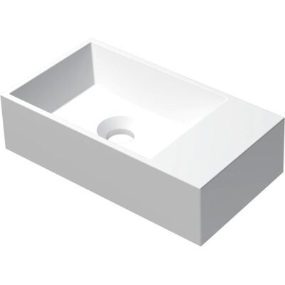 INK - Fontein Polystone Vierkant Zonder Kraangat Rechts - 400x220x100 mm - Mat Wit INK - Fontein Polystone Vierkant Zonder Kraangat Rechts - 400x220x100 mm - Mat Wit