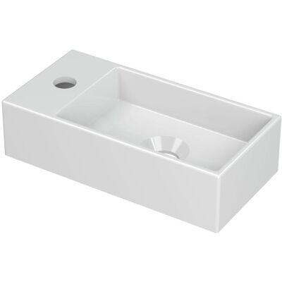 INK - Fontein Porselein Links met Kraangat - 360x180x90 mm - Glans Wit INK - Fontein Porselein Links met Kraangat - 360x180x90 mm - Glans Wit
