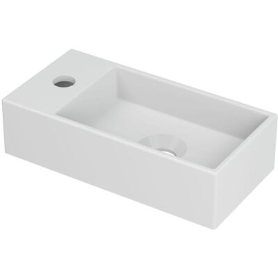 INK - Fontein Porselein Links met Kraangat - 360x180x90 mm - Mat Wit INK - Fontein Porselein Links met Kraangat - 360x180x90 mm - Mat Wit
